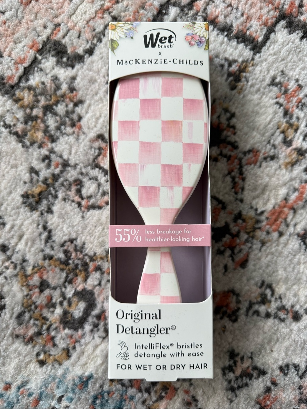 NEW- Wet Brush x Mackenzie Childs Pink Checkered Hair Brush - Picture 3 of 7